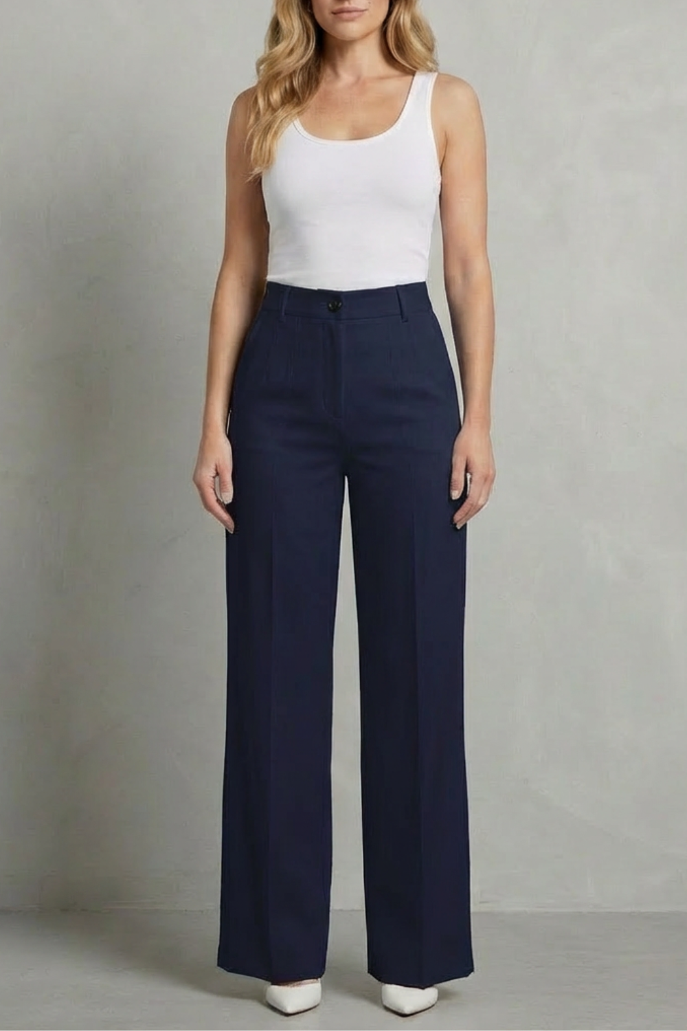 Sleek tailoring – High-waist straight-leg trousers