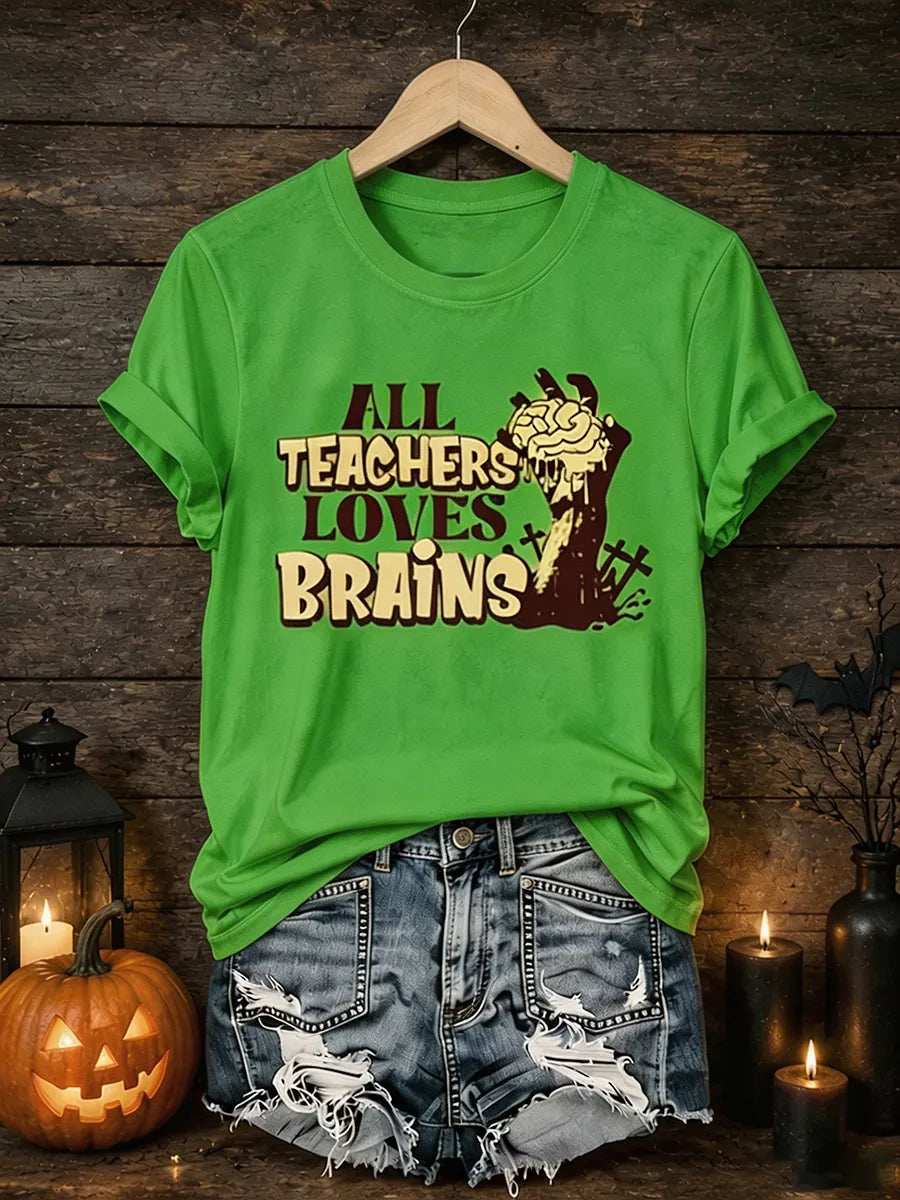 Women's Halloween Funny Print Casual T-Shirt