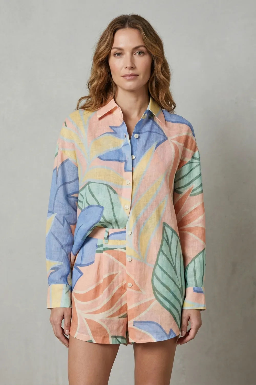 Tropical leaf print – Shirt and short set