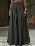 Retro Pleated Extra-wide Leg Denim Trousers