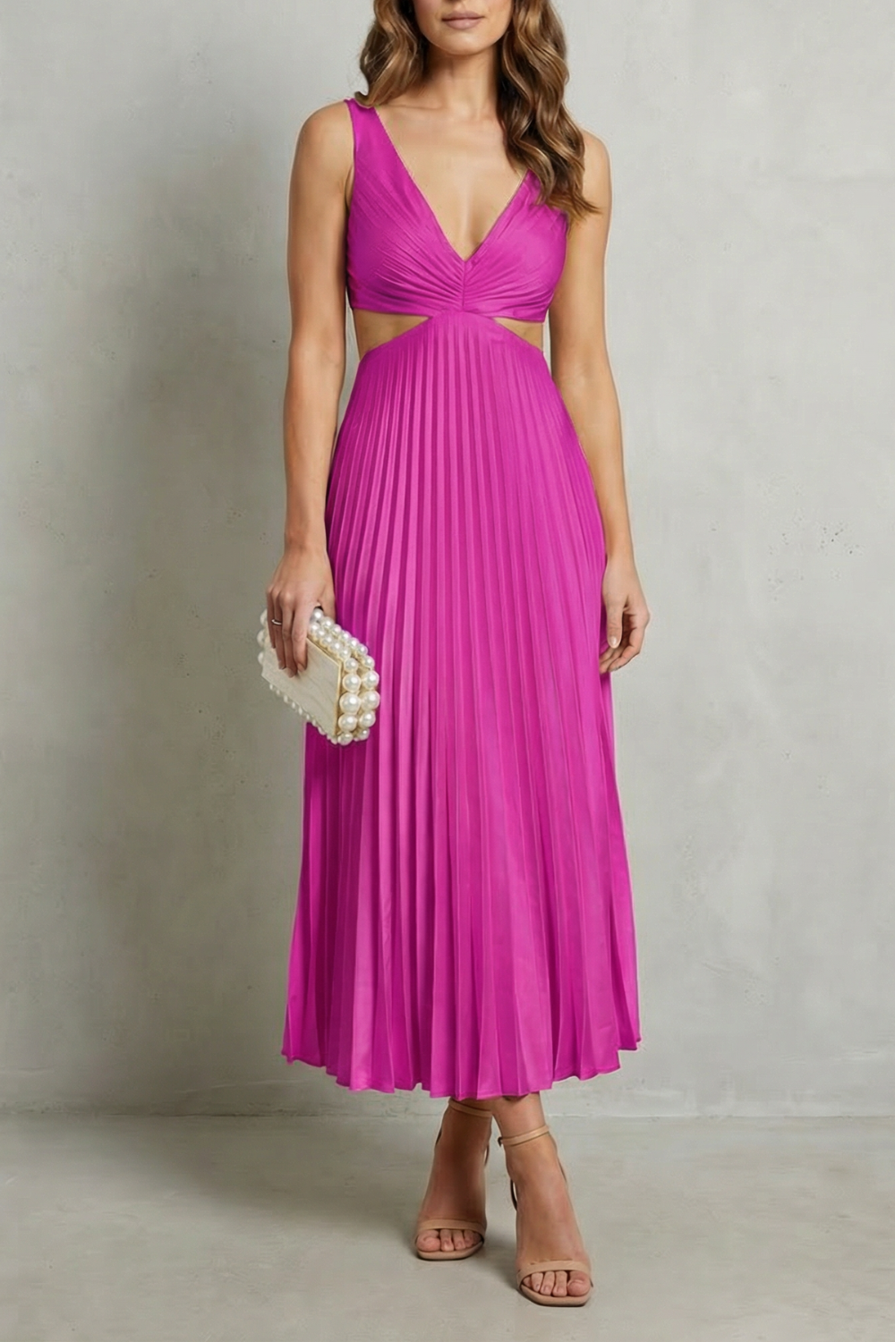 Pleated waist elegance – Maxi dress