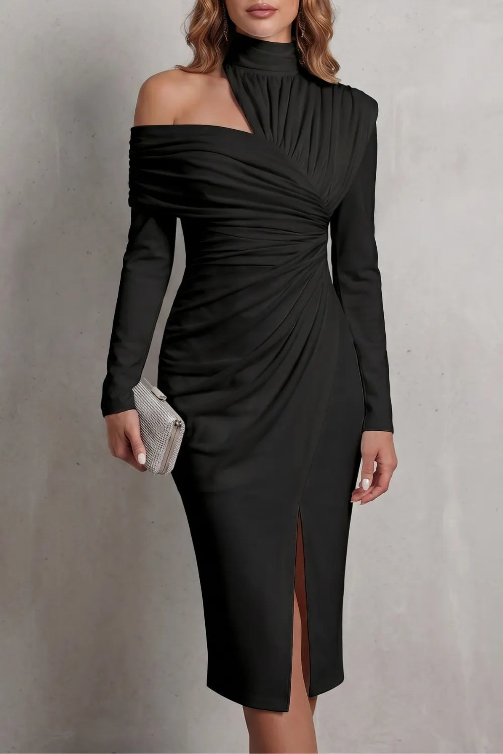 Draped couture elegance – Midi dress