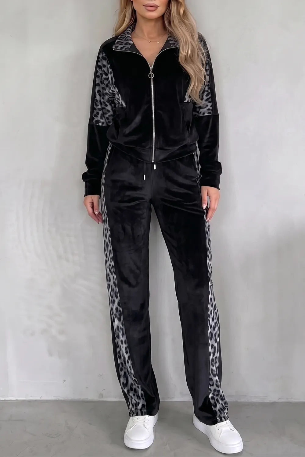 Leopard contrast athleisure – Three-piece set