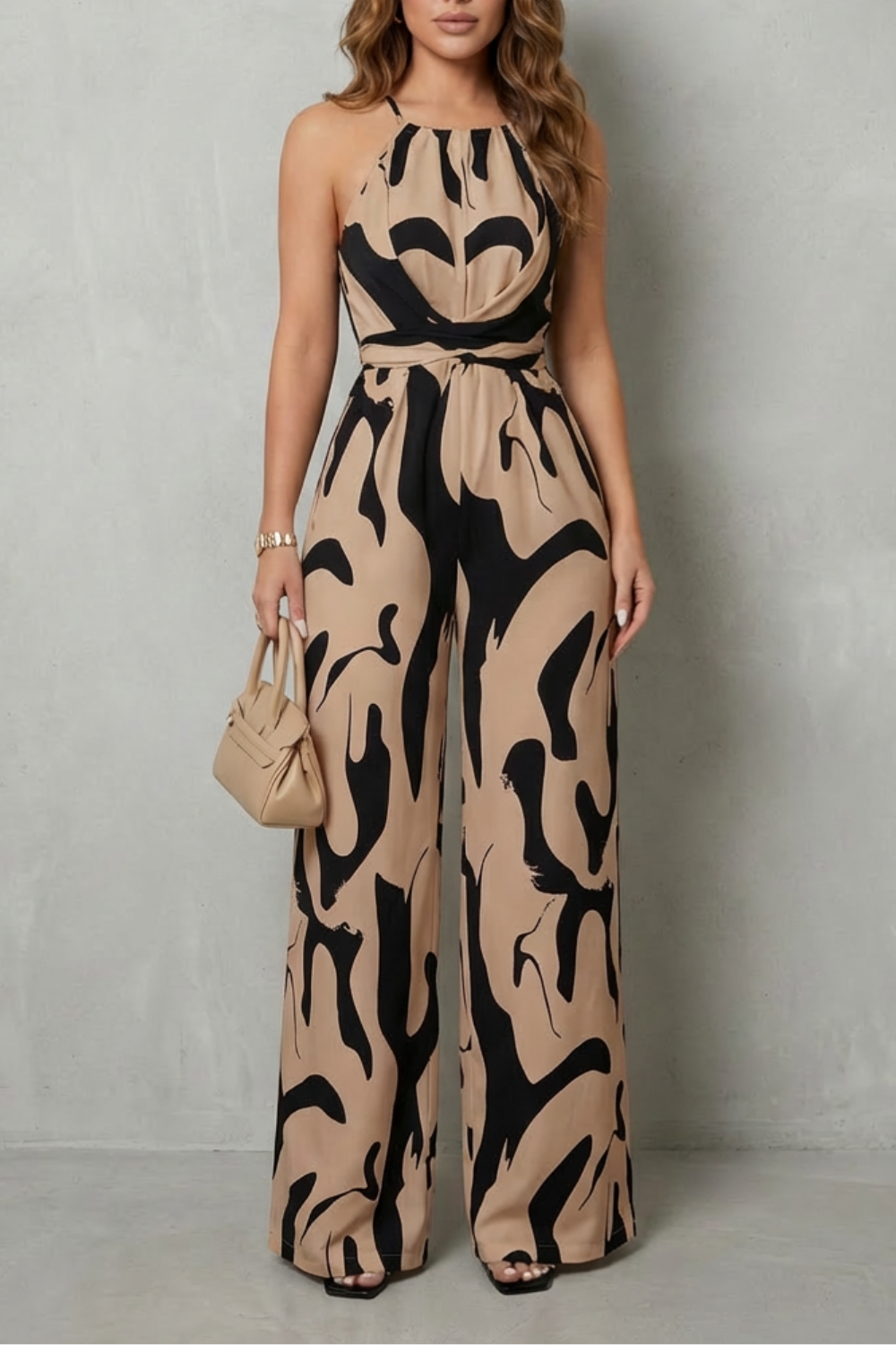 Abstract print halter – Wide-leg jumpsuit