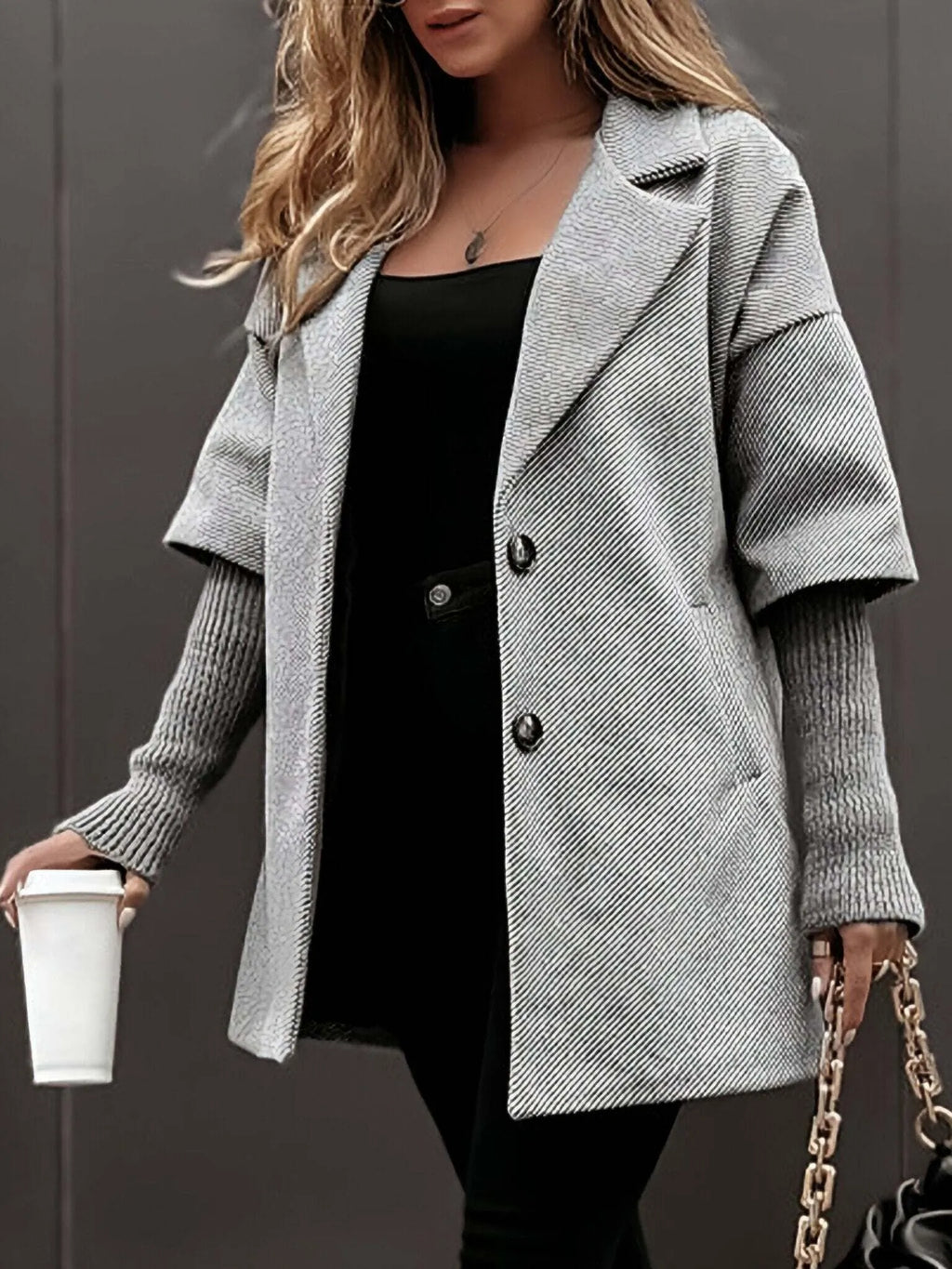 Lapel Long-sleeved Patchwork Casual Jacket