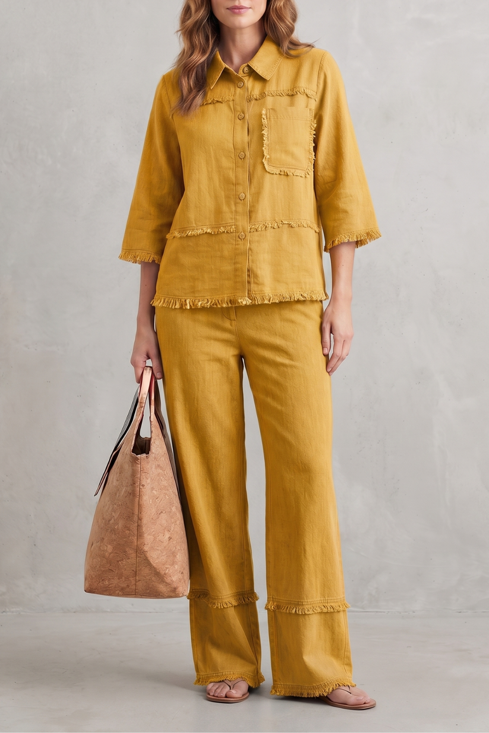 Relaxed linen-inspired style – Trouser set