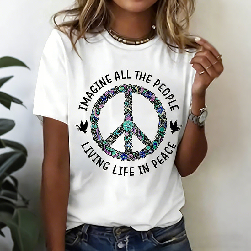 Women's "imagine Everyone Living In Peace" Casual T-shirt
