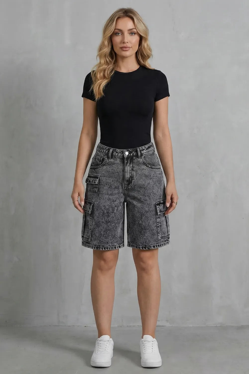 Washed utility style – Denim cargo shorts