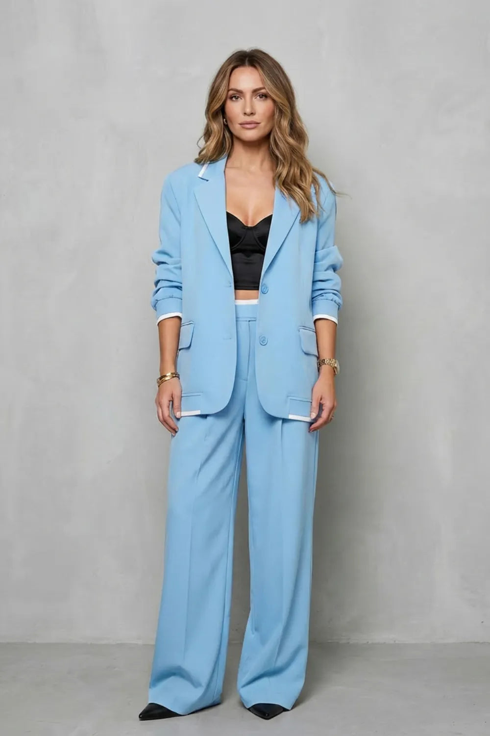 Elegant Wide-Leg Pantsuit Set – Two-Piece Power Look