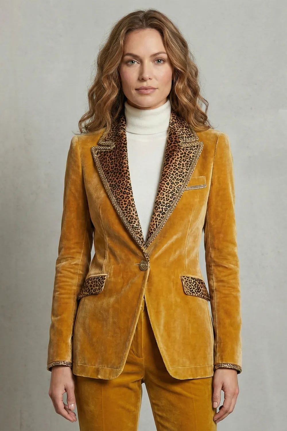 Leopard contrast elegant cut – Velvet blazer
