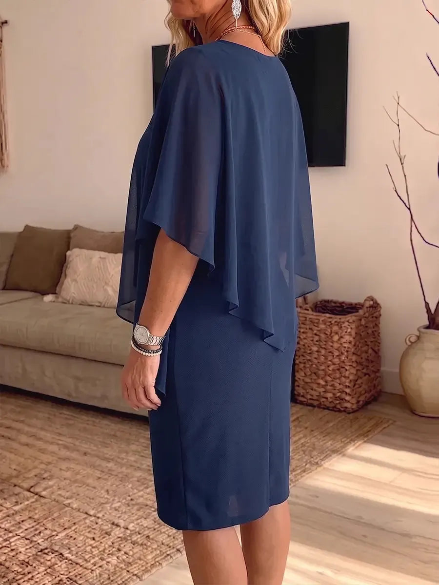 Women's Vintage Elegant Chiffon Shiny Rhinestones Dress