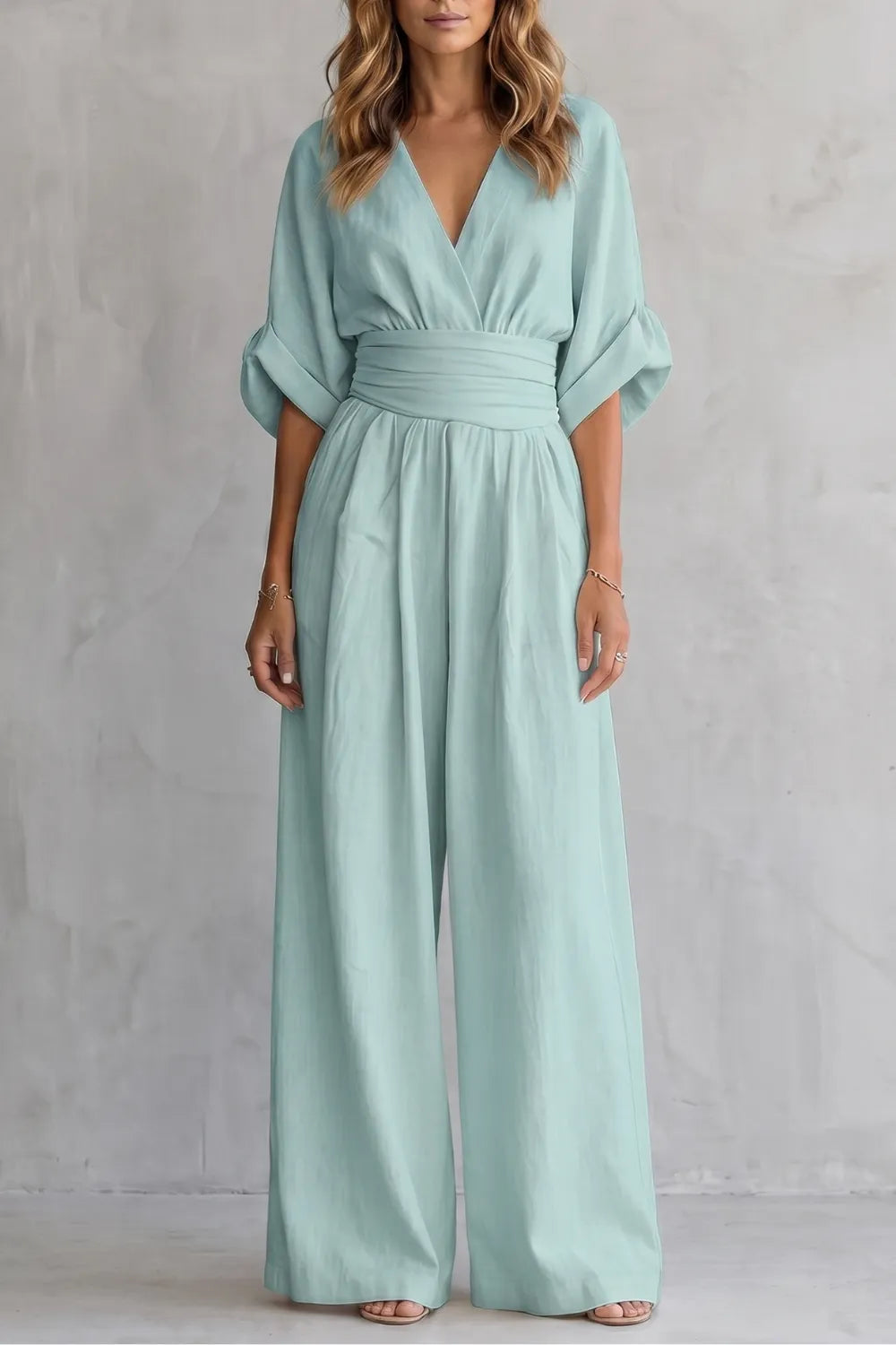 Draped waist elegance – Wide-leg jumpsuit