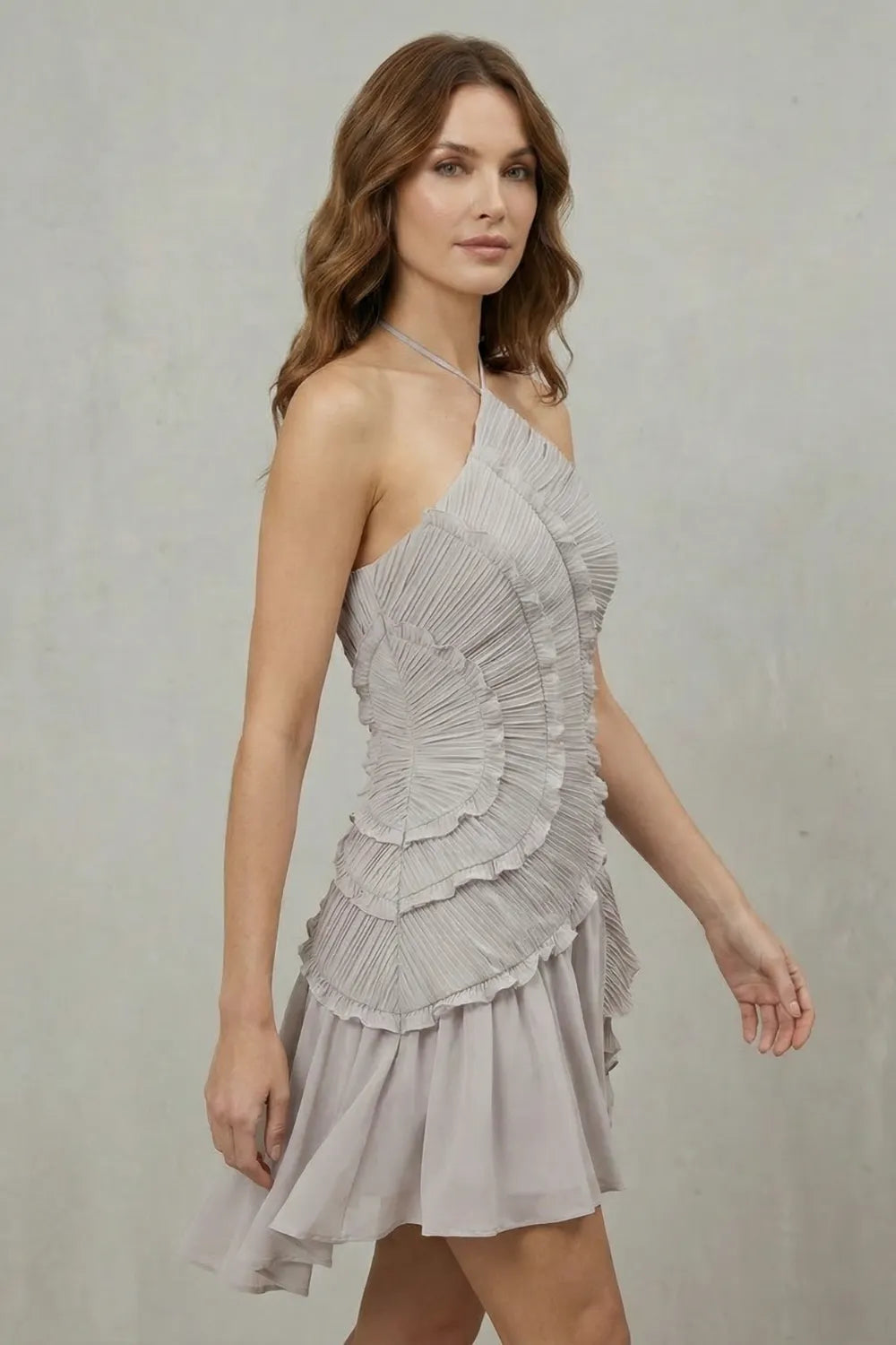 Asymmetric ruffle elegance – Mini dress