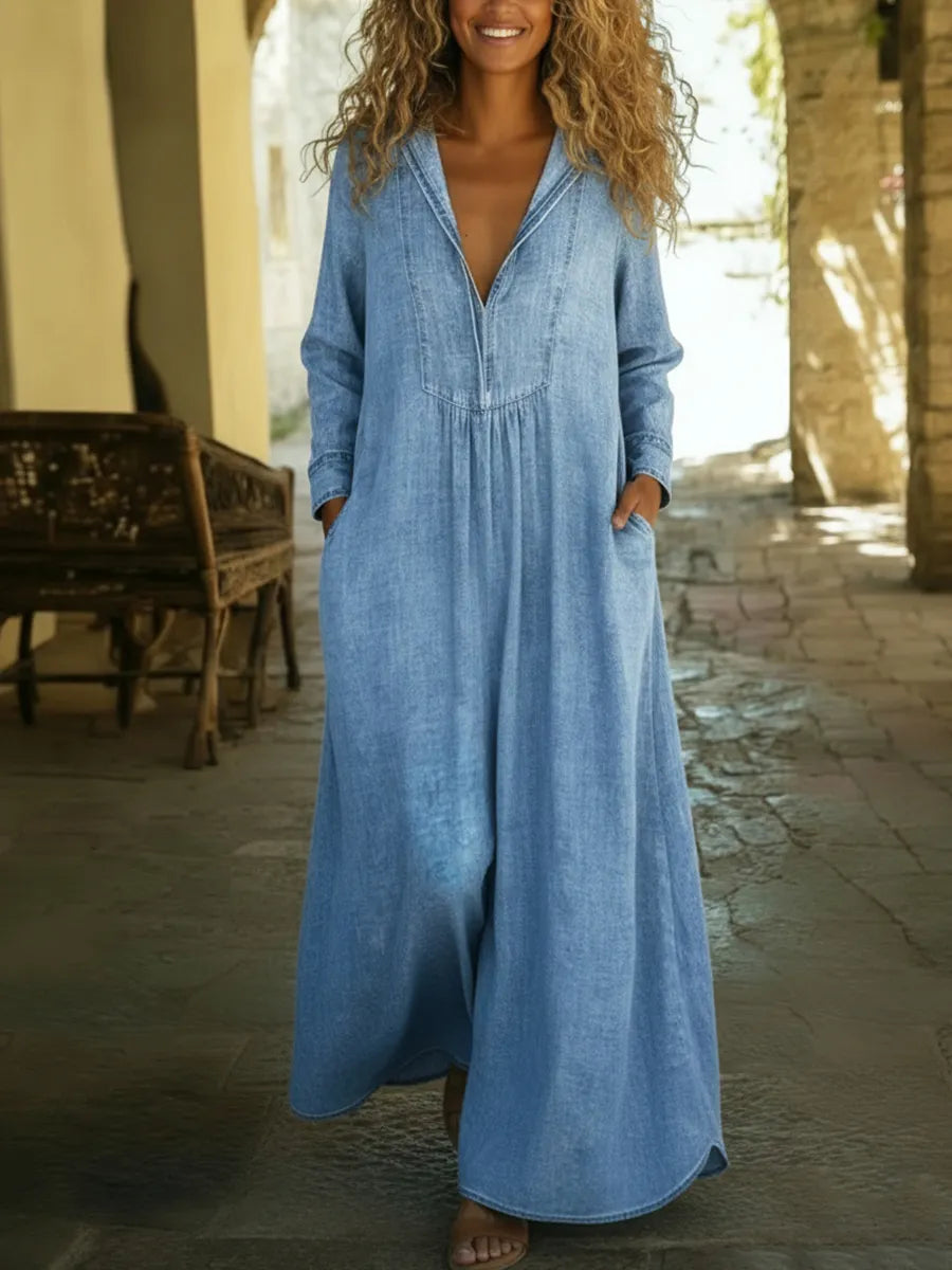 Cozy Loose-fitting Denim Dress
