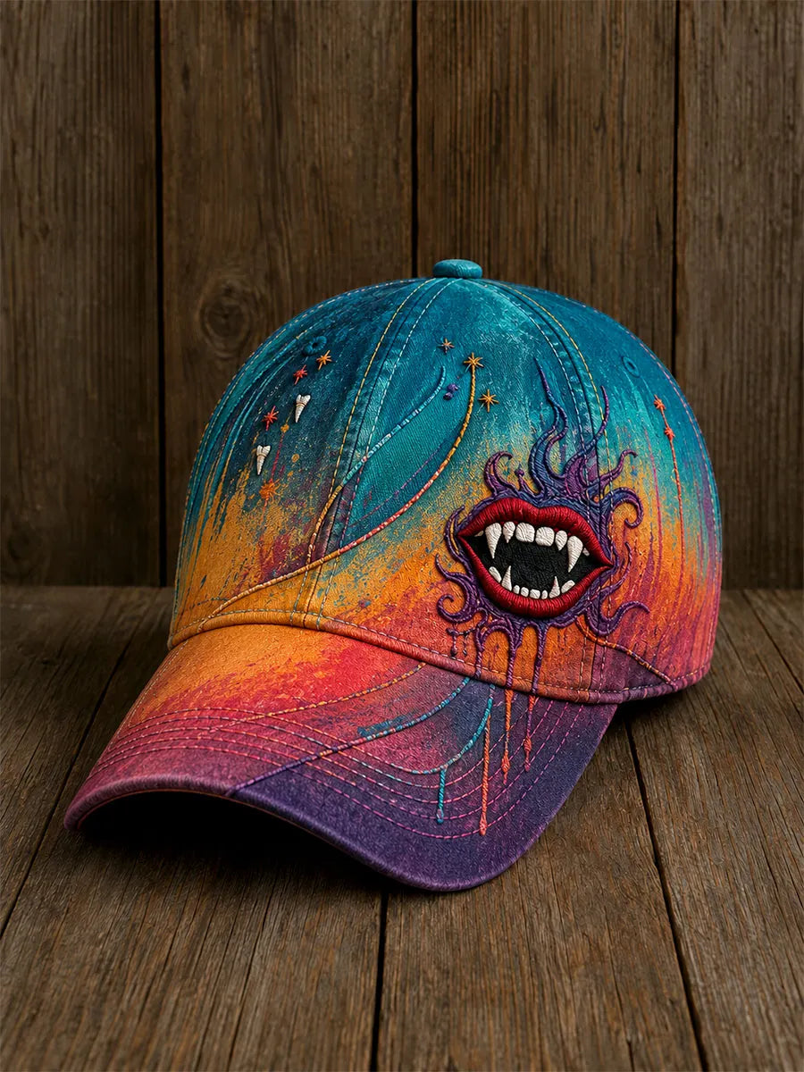 Halloween Vampire Fang Lips Colorful Gradient Baseball Cap