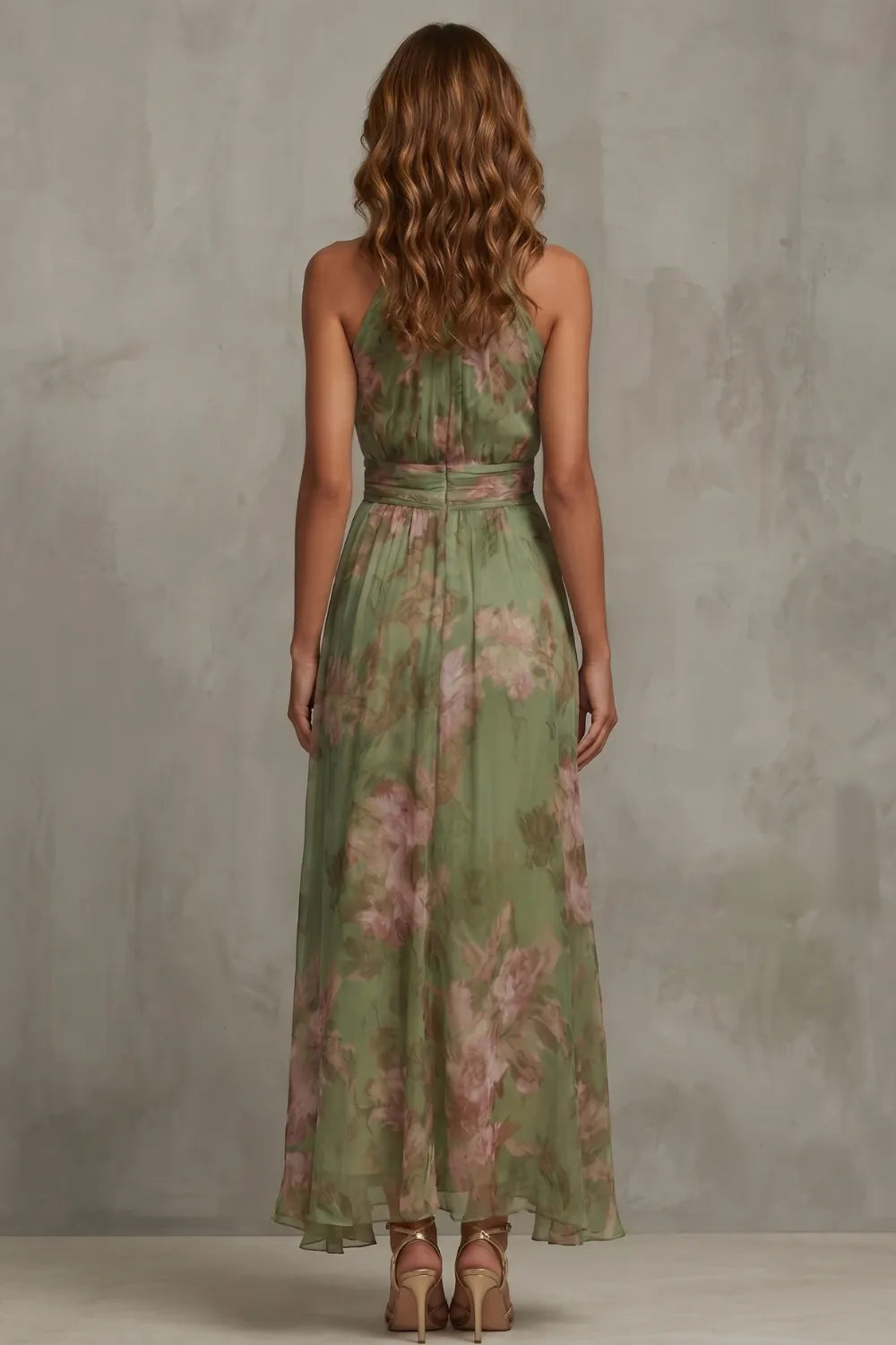 Romantic floral halter silhouette – Maxi dress