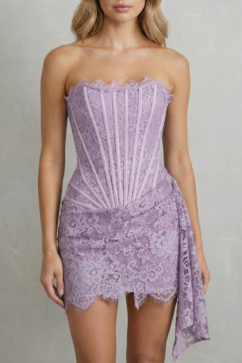 Sculpted lace elegance – Corset mini dress