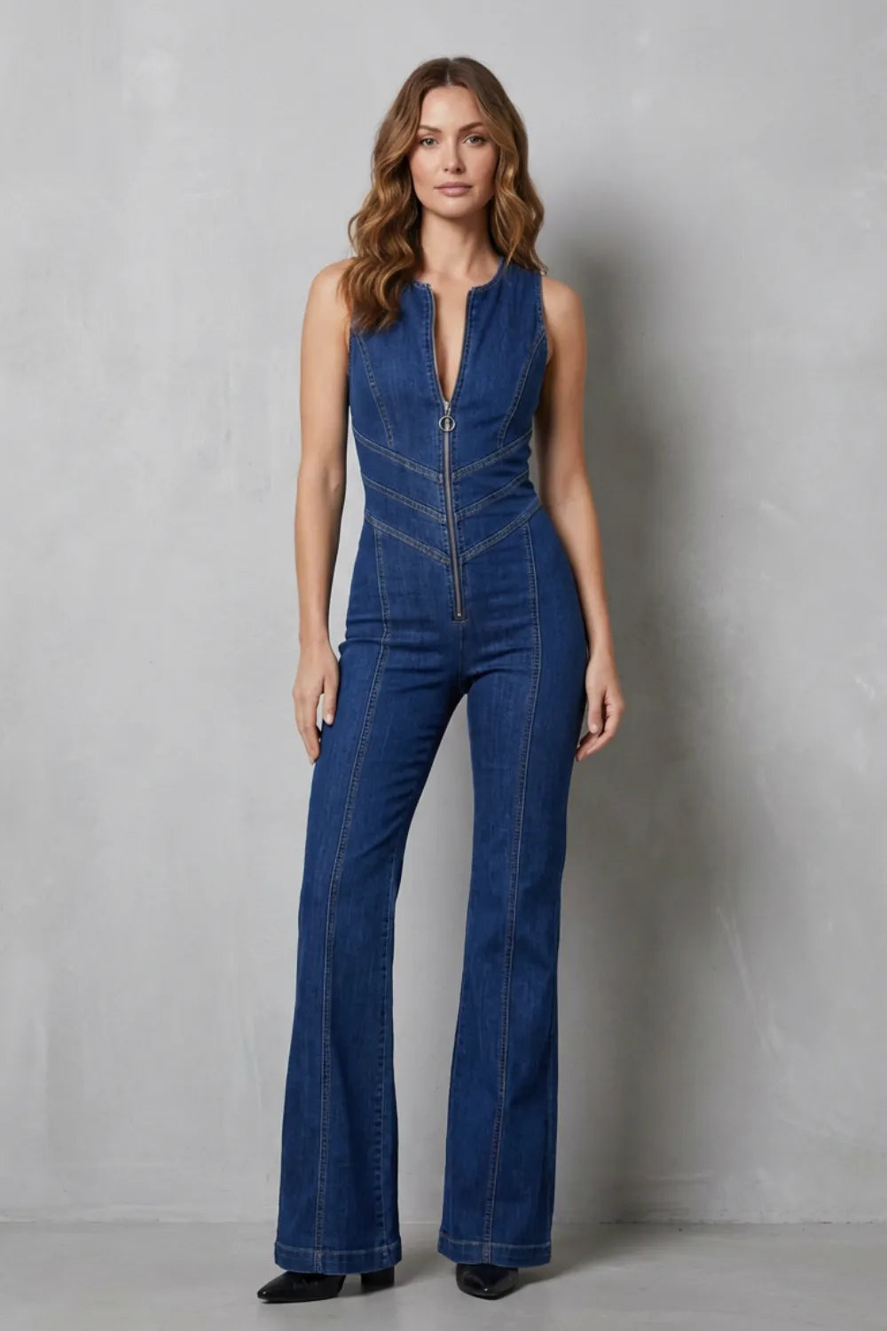 Zip front sculpt – Denim jumpsuit