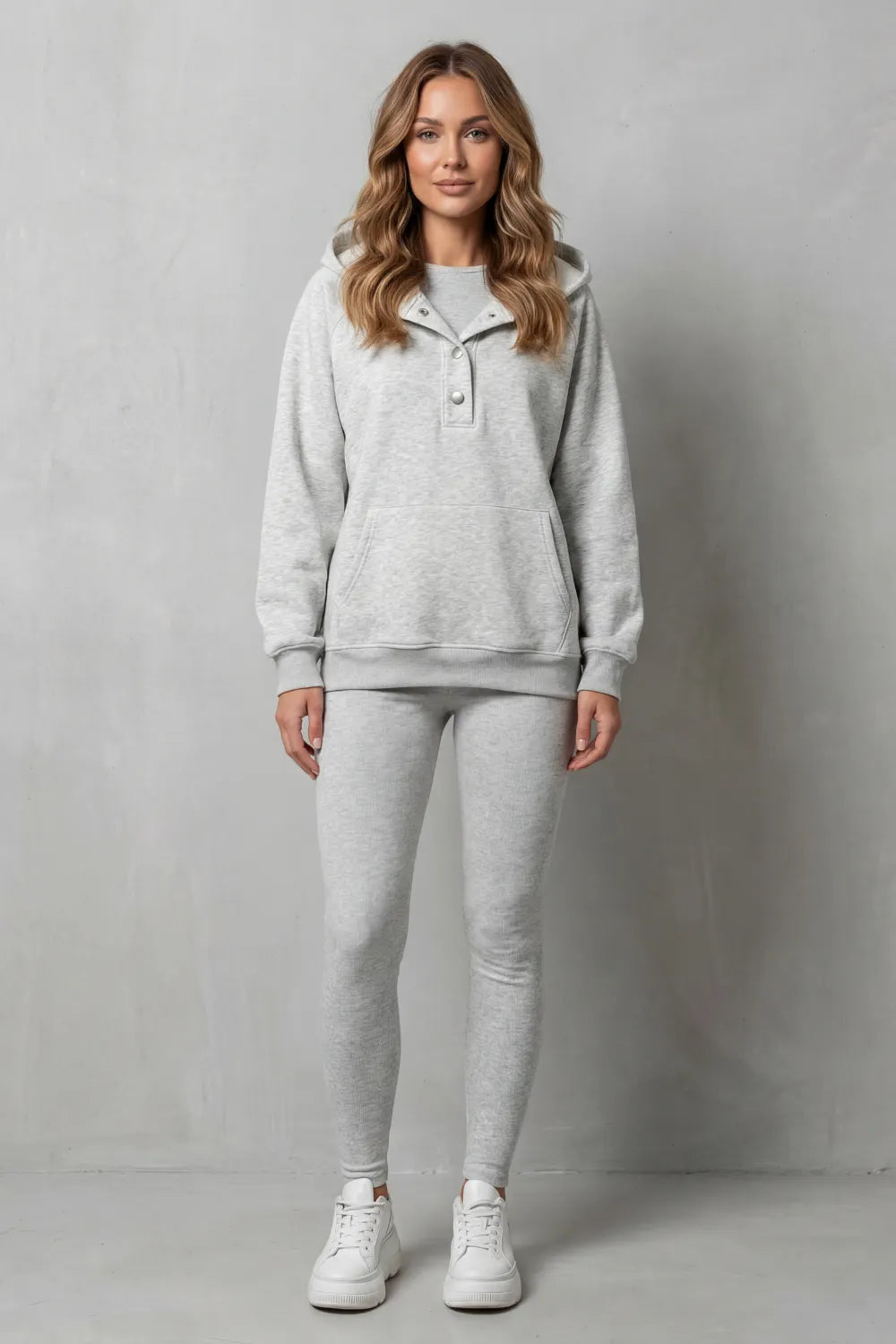 Button detail hoodie – Cozy Relaxed Set