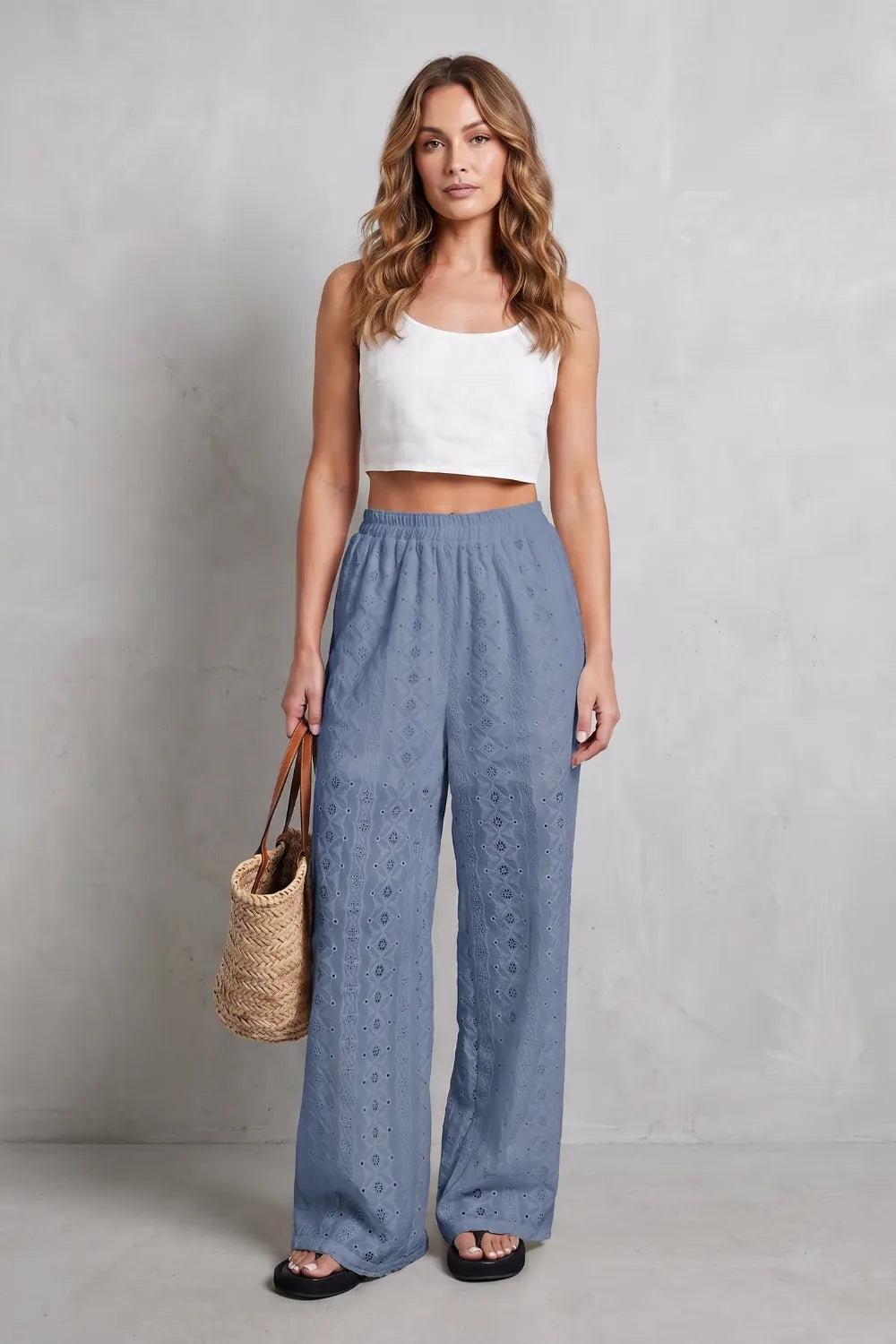 Broderie anglaise grace – Wide-leg trousers