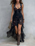 Women's Floral V-Neck Spaghetti Strap Dress