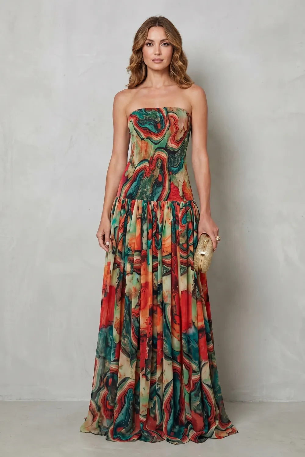 Off-shoulder printed flow – Maxi dress