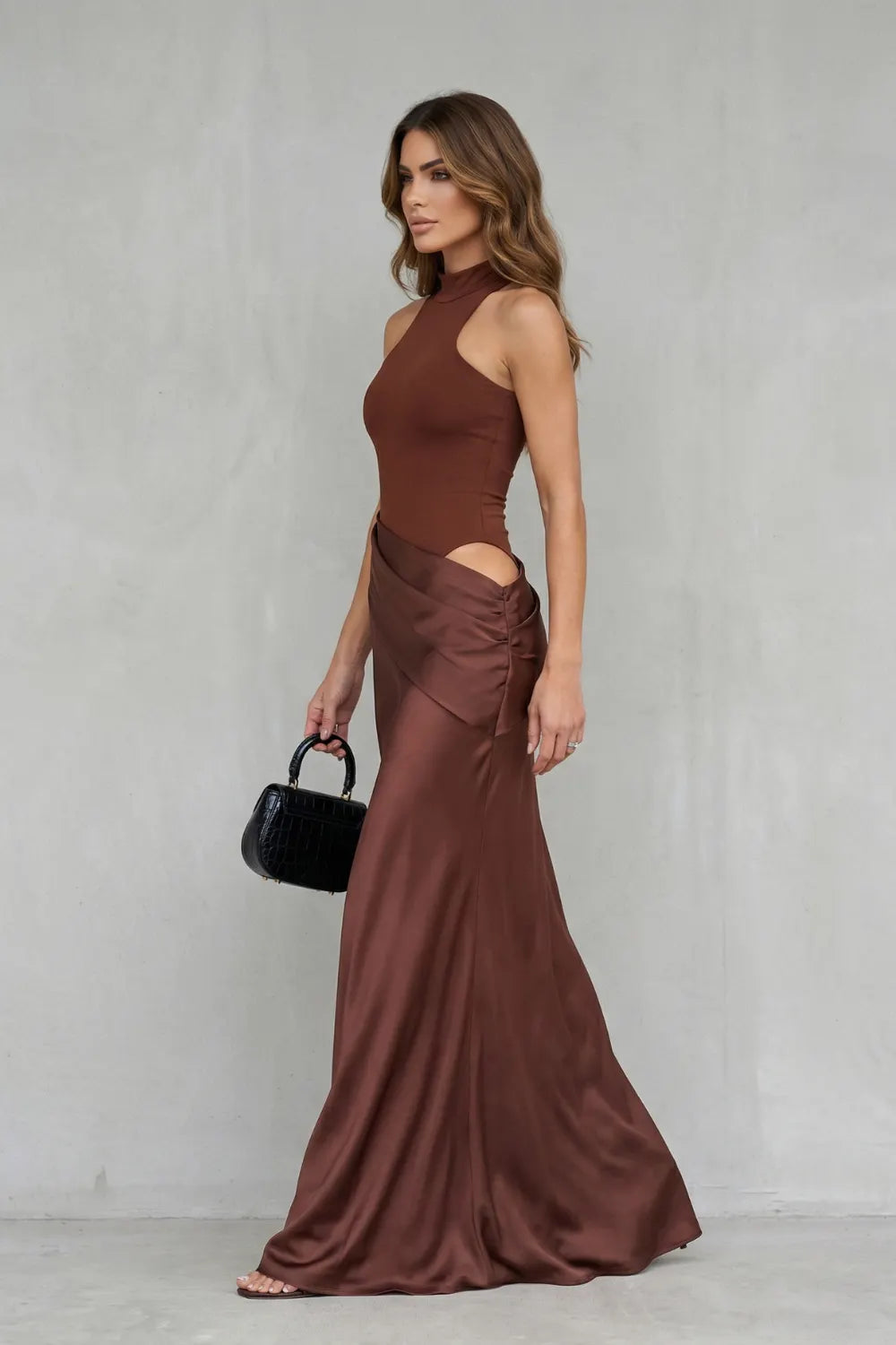 Sculpted allure – Women’s Cut-Out Maxi Dress