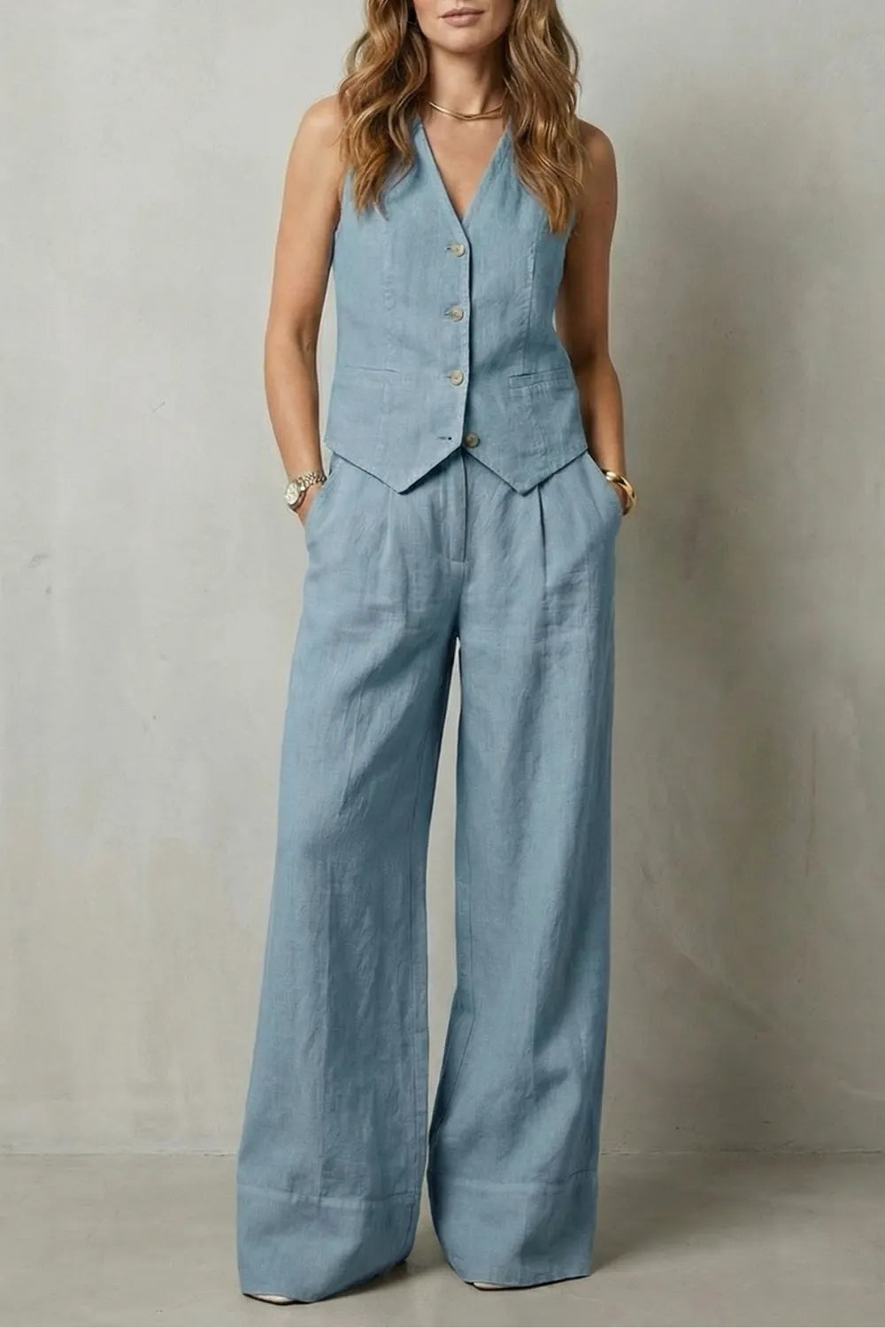 Relaxed tailored elegance – Vest and pants set