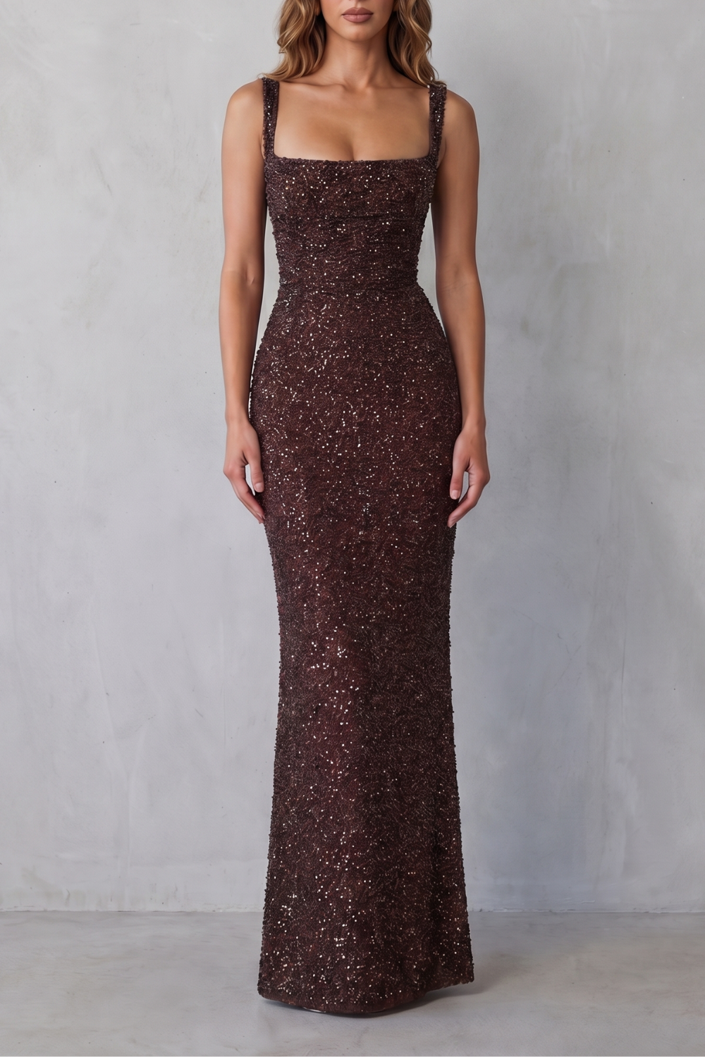 Sequin sculpt glamour – Maxi dress
