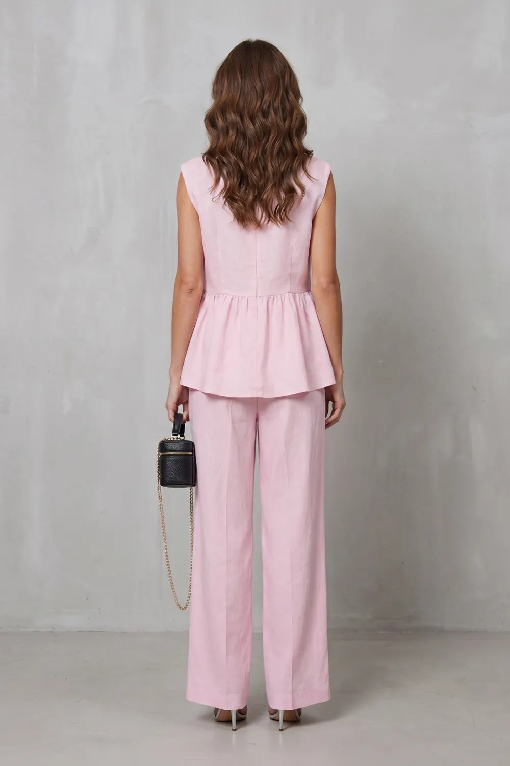 Soft peplum elegance – Two-piece trouser set