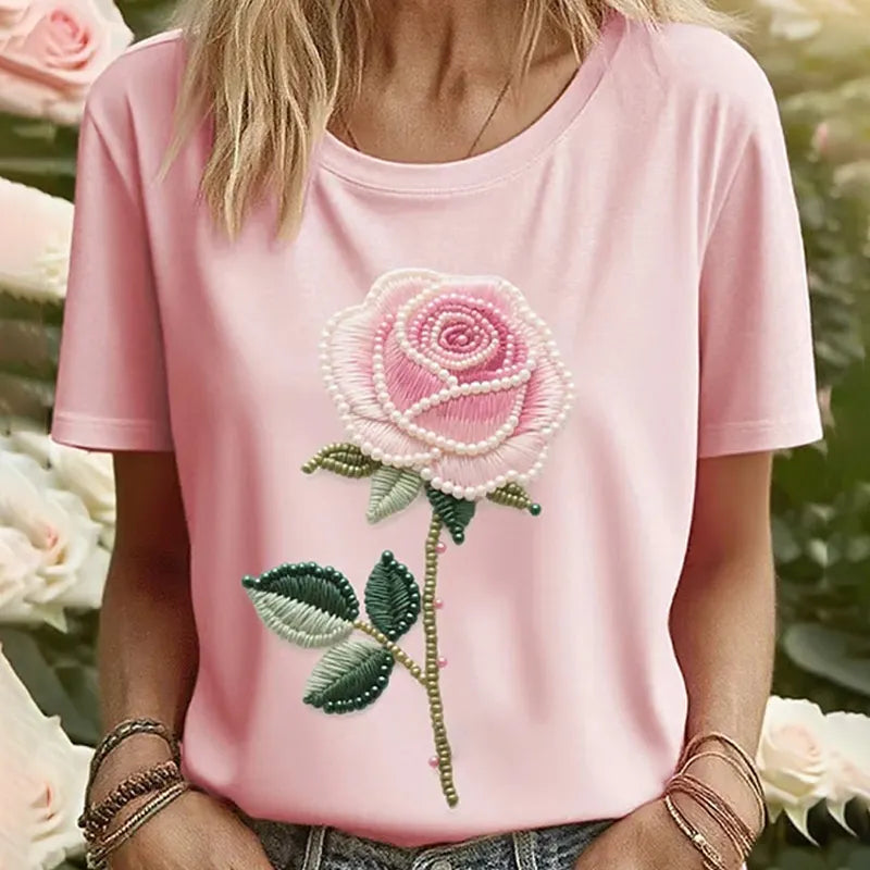 Women's Pink Awareness Floral Print Shirt