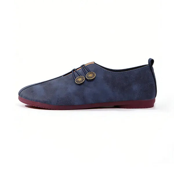 Women's Elegant soft sole round toe buckle decoration Flat Shoes
