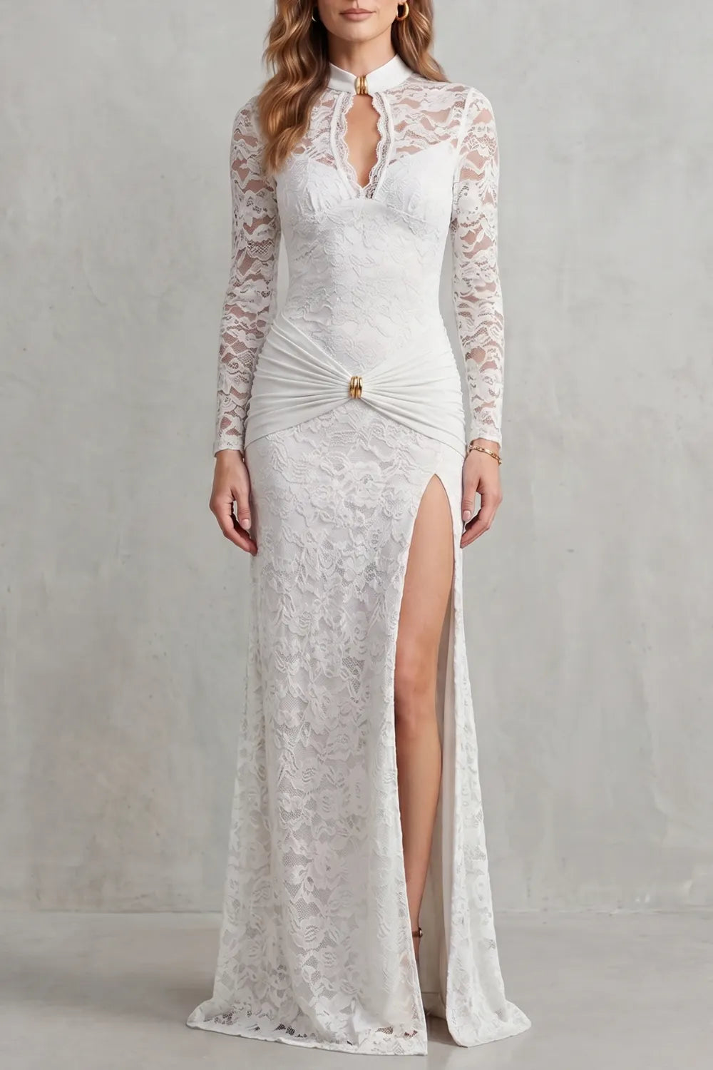 Lace cut-out allure – Maxi dress