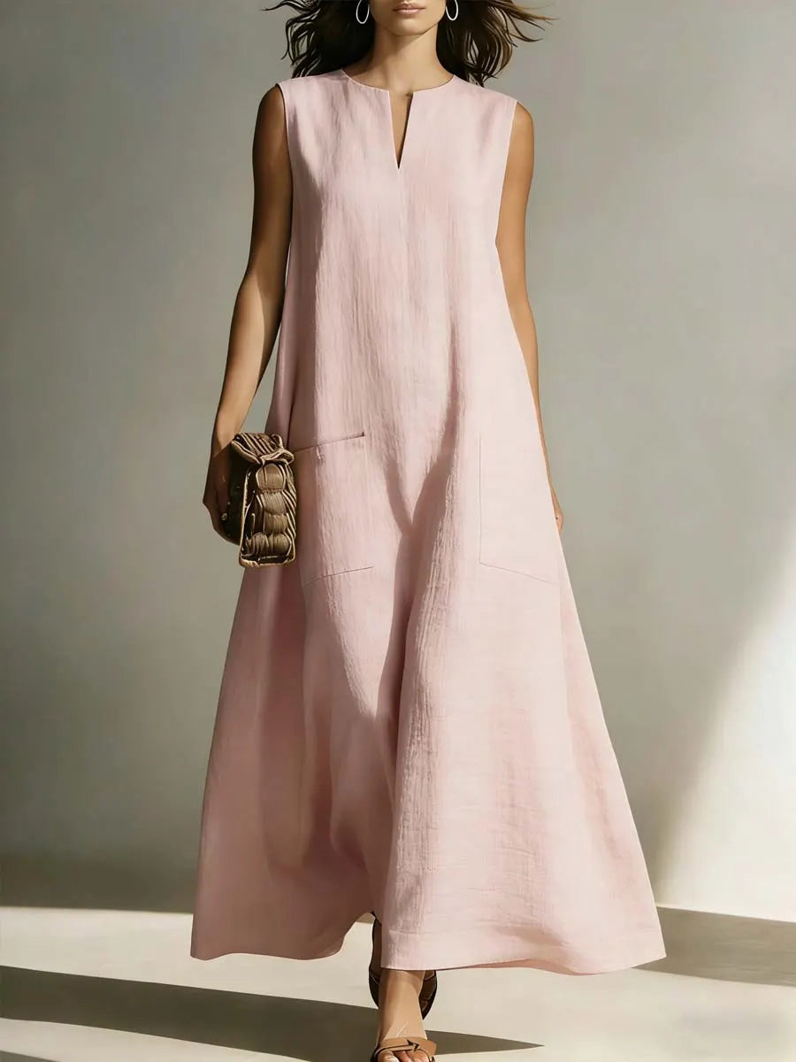 Women's Casual Simple Cotton And Linen Dress