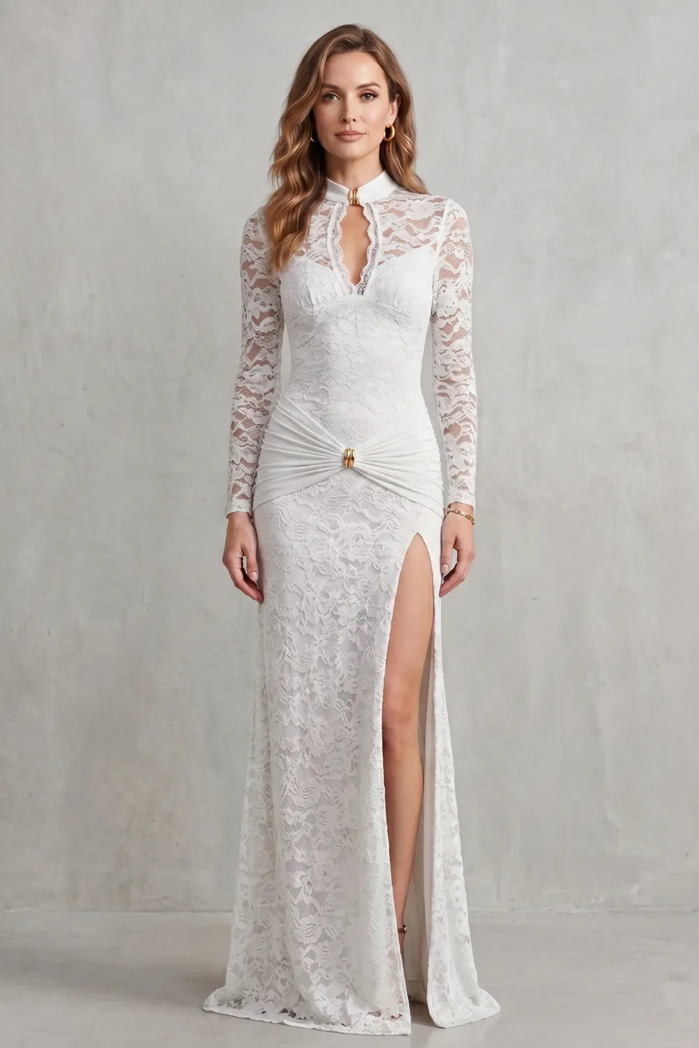 Lace cut-out allure – Maxi dress