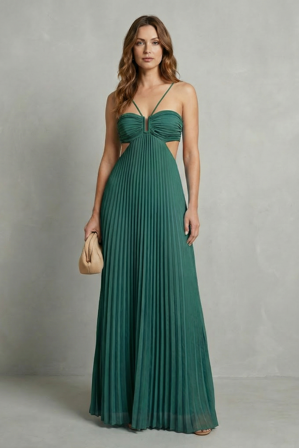Pleated halter elegance – Maxi dress