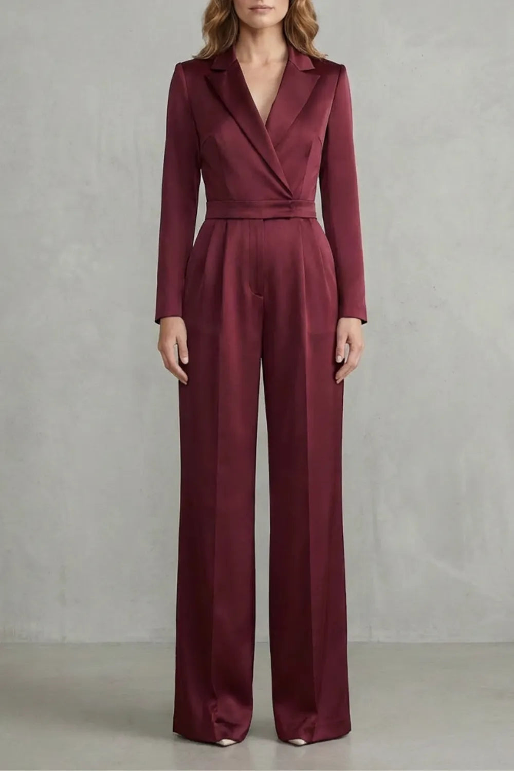 Slant-breasted Mid-waist Pantsuit – Elegant Commuter Jumpsuit