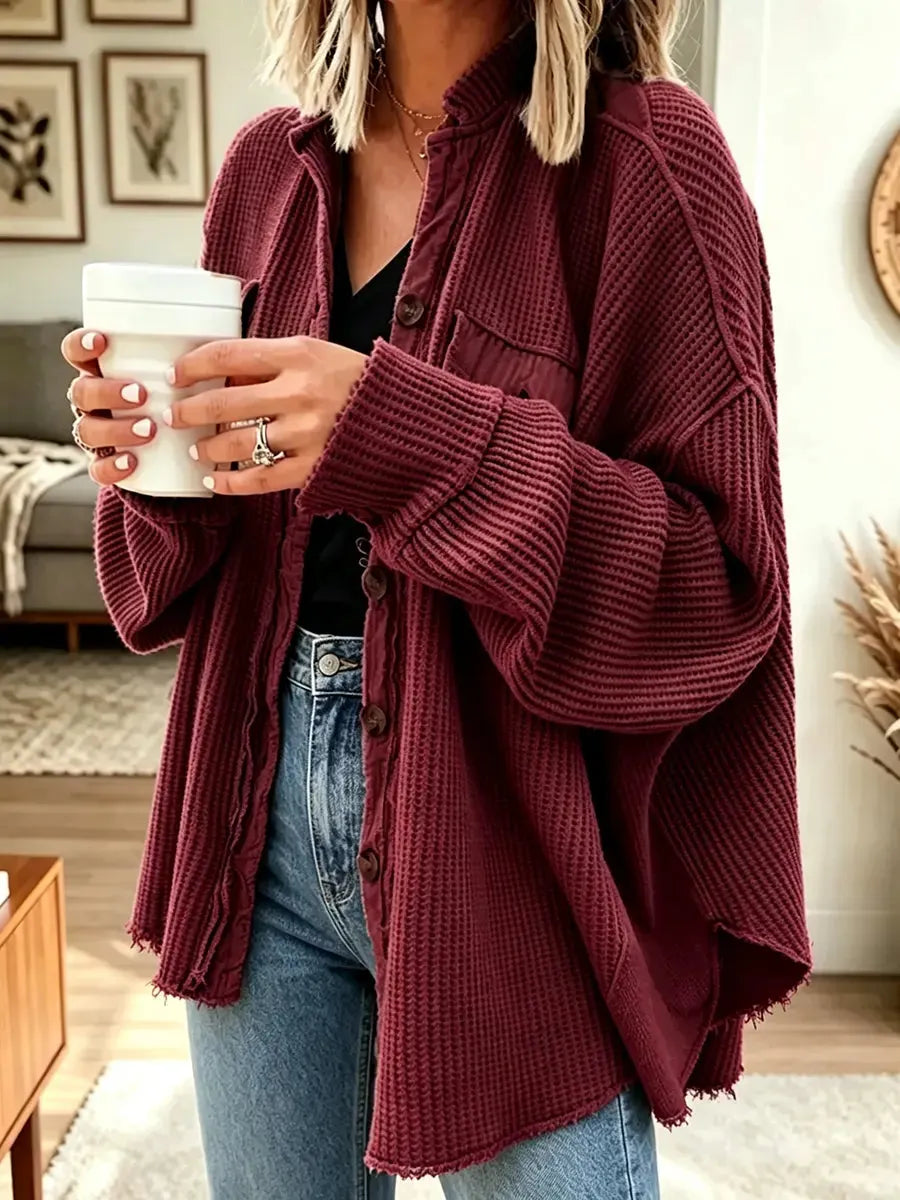 Women's Casual Collared Irregular Shirt Coat