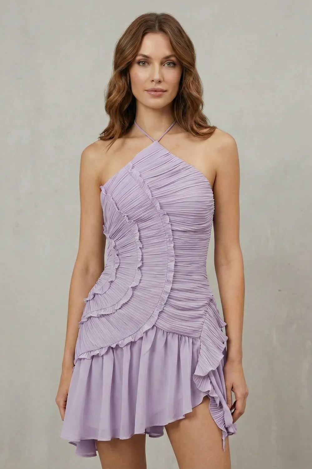 Asymmetric ruffle elegance – Mini dress