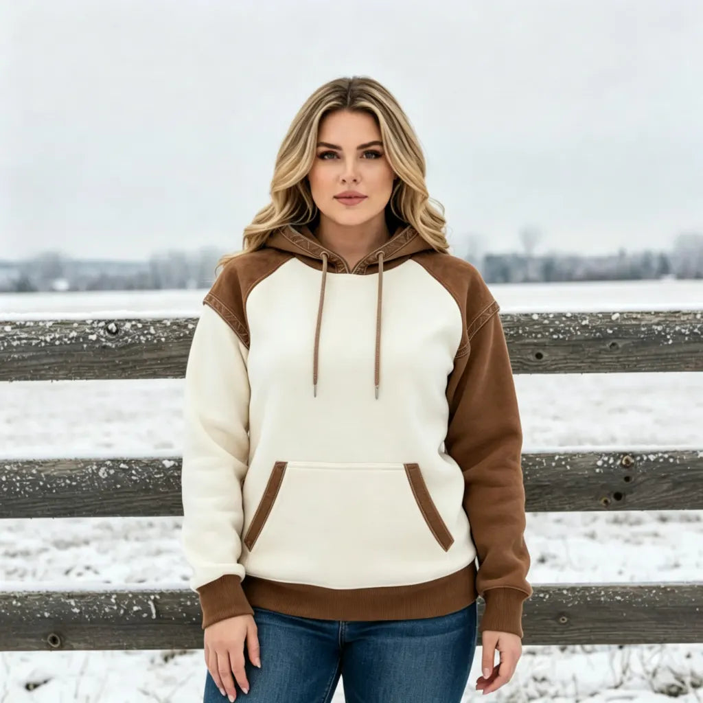 Women's Retro Ethnic Style Stand Collar Hooded Sweatshirt set