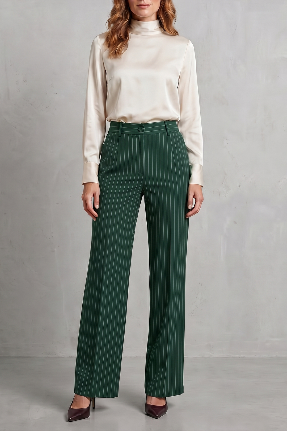 Refined pinstripe elegance – Wide-leg trousers
