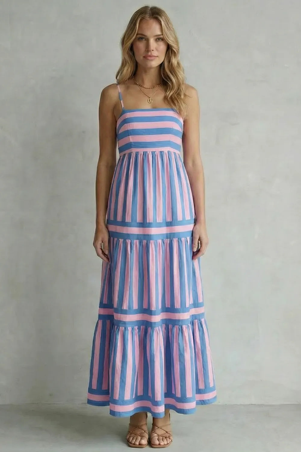 Playful stripe tiers – Strappy maxi dress