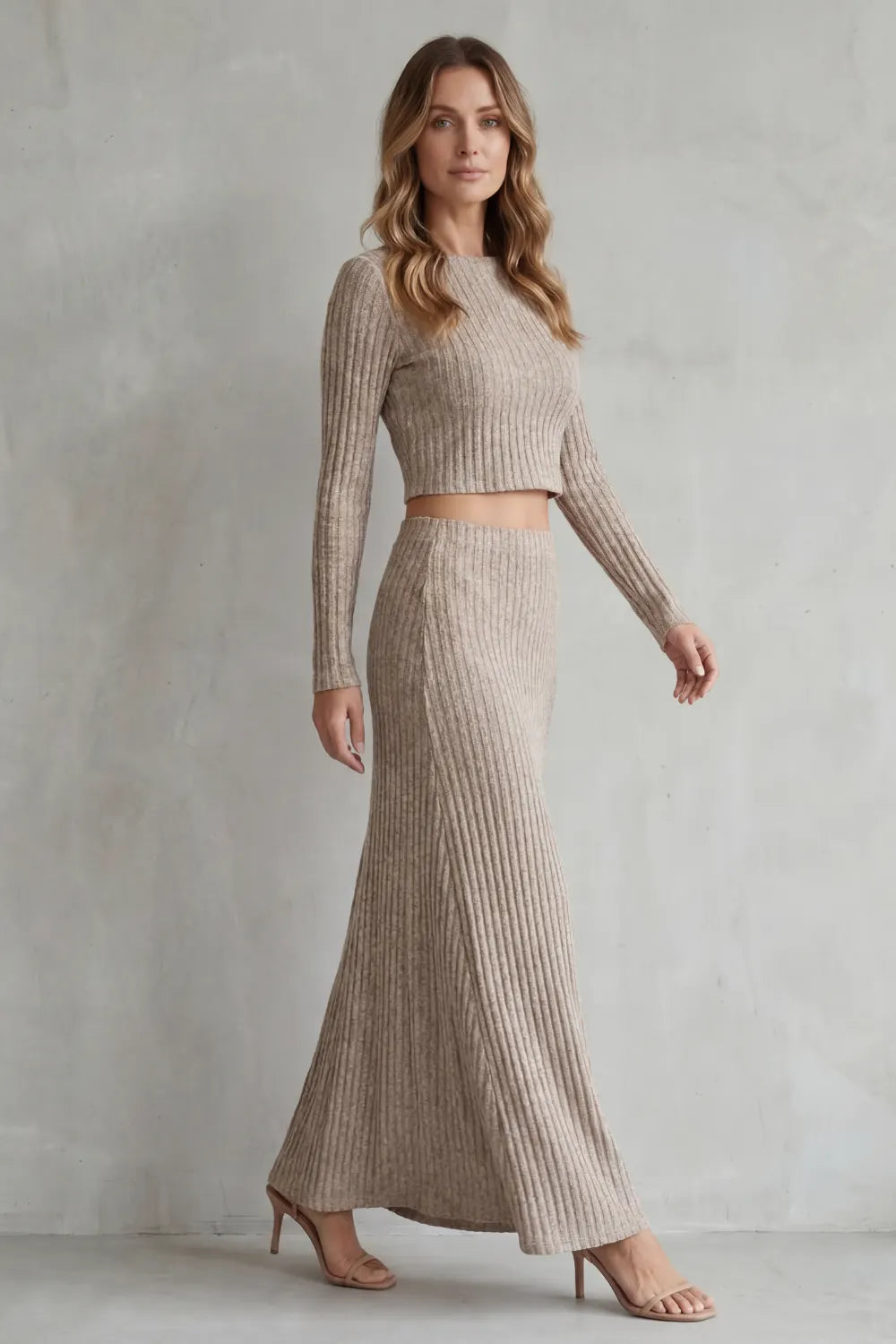 Ribbed Knit Elegance – Two-Piece Lounge Set