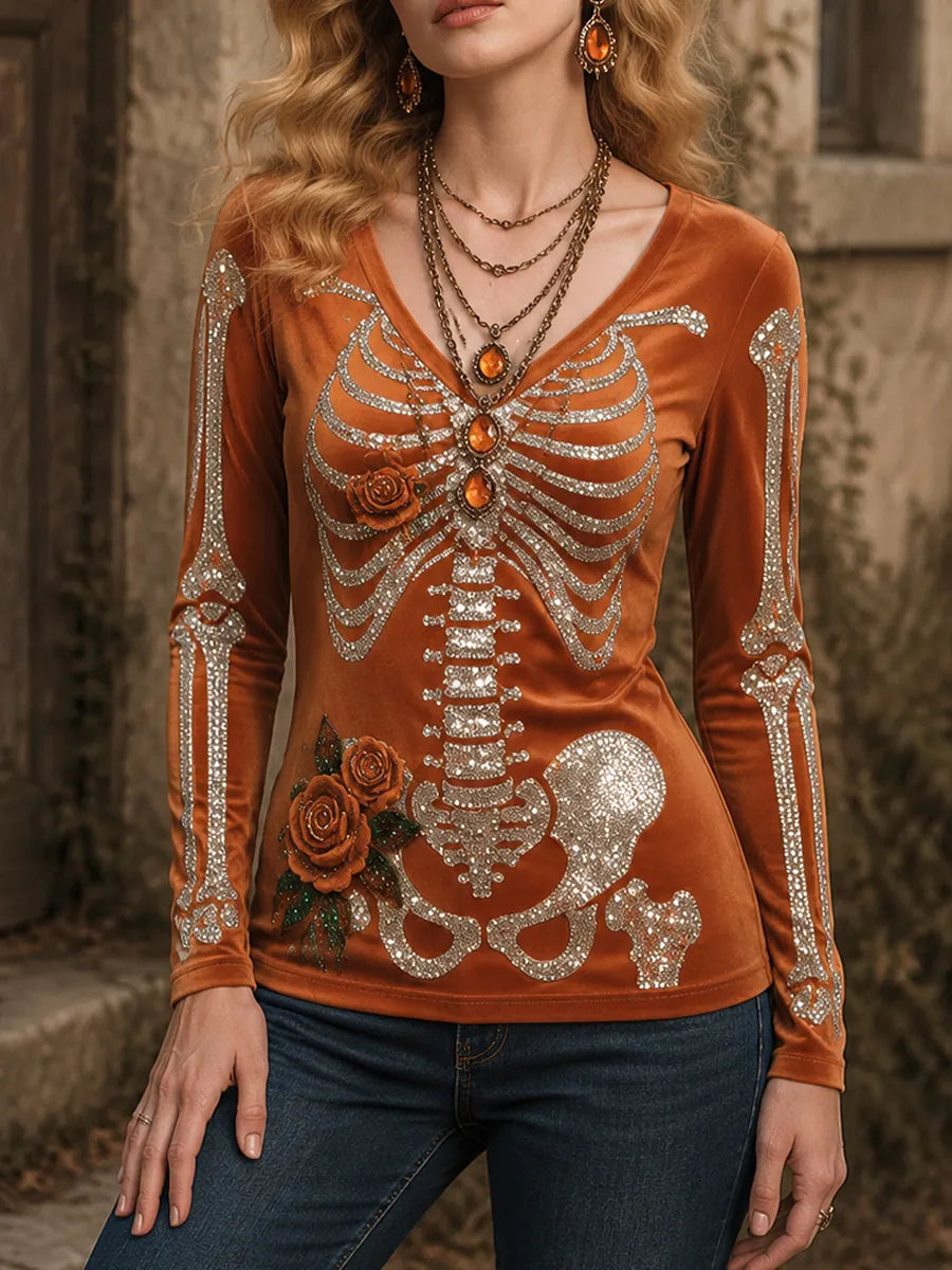 Halloween Art Print Casual Long-Sleeve Top