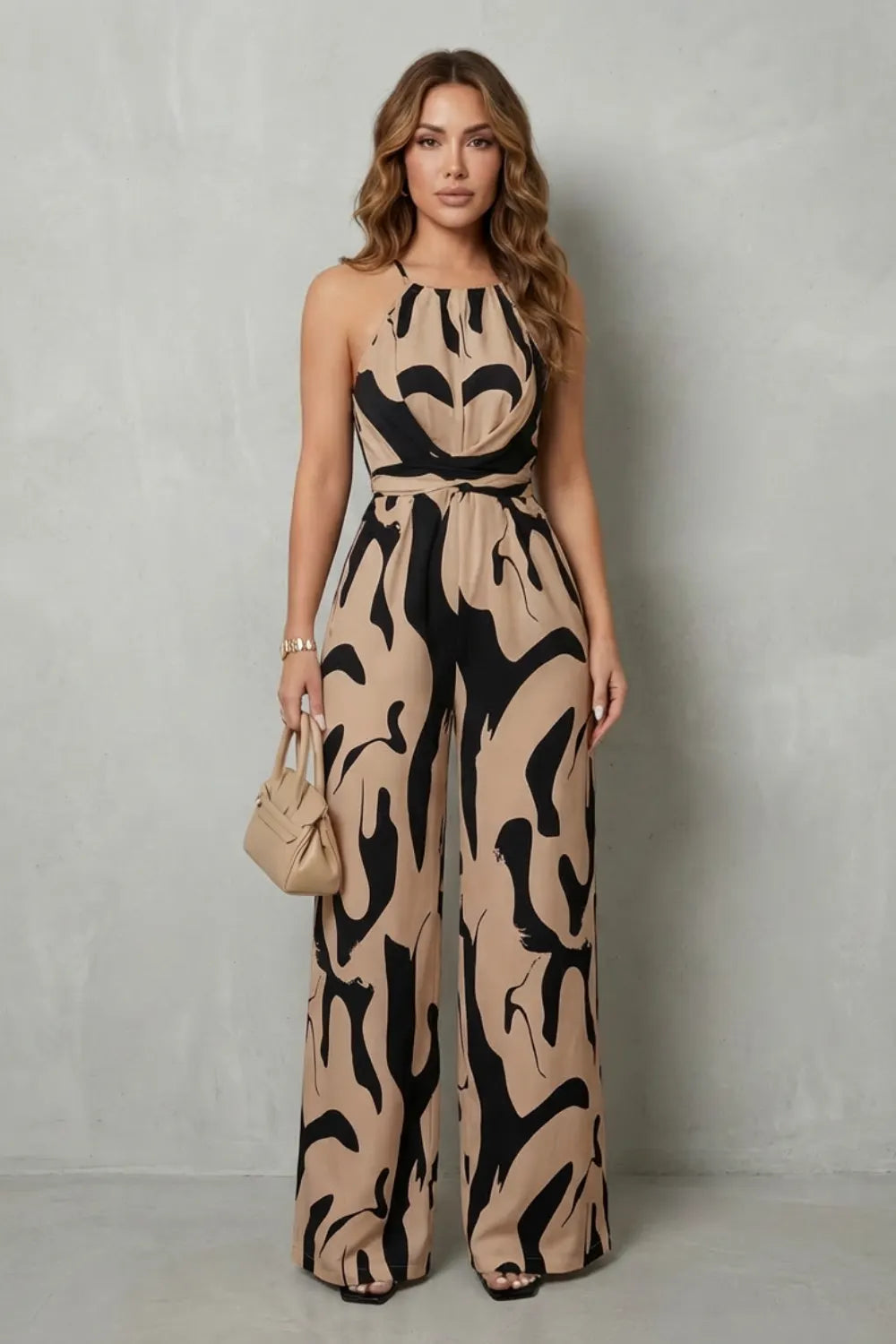 Abstract print halter – Wide-leg jumpsuit