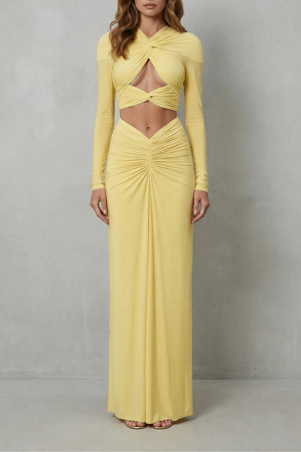 Radiant allure – Women’s Ruched Cutout Skirt Set