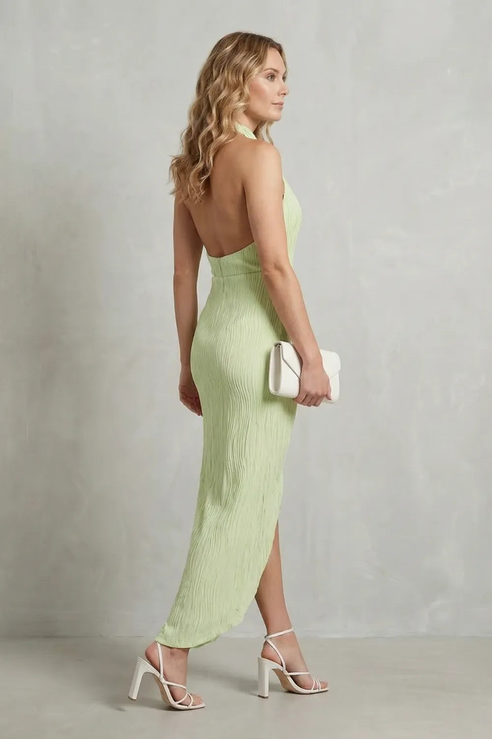 Pleated backless allure – Maxi dress