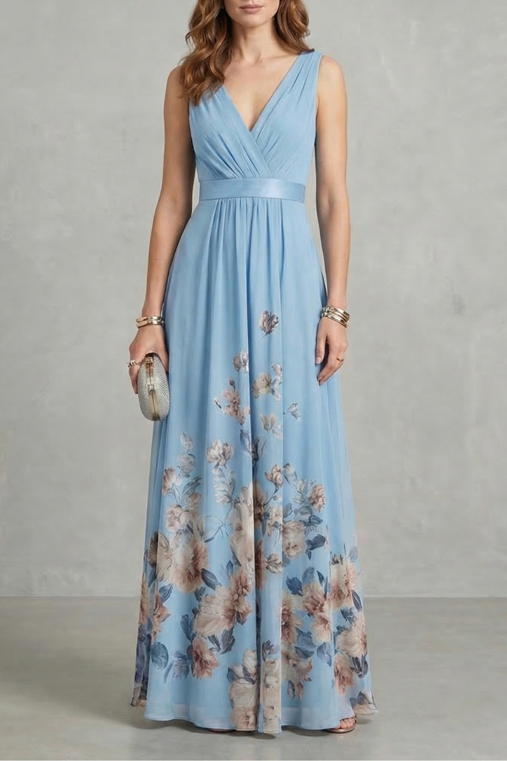 Floral grace – V neck maxi dress
