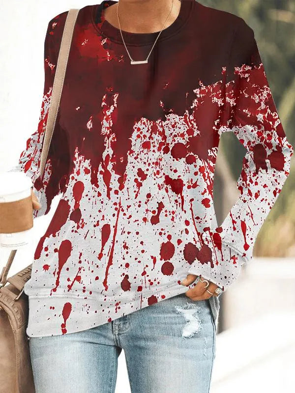 Halloween Blood Print Long Sleeve Sweatshirt 9e6e