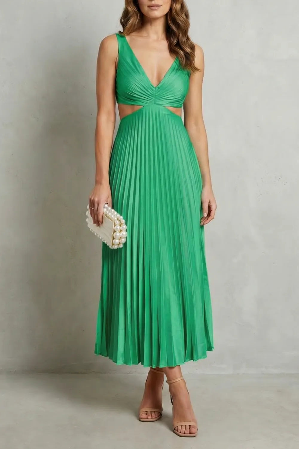 Pleated waist elegance – Maxi dress